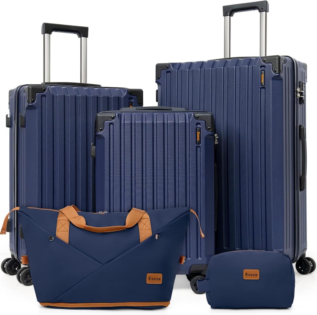 Luggage Sets 5 Piece,Lightweight Durable Hardshell,20/24/28 Inch,Navy